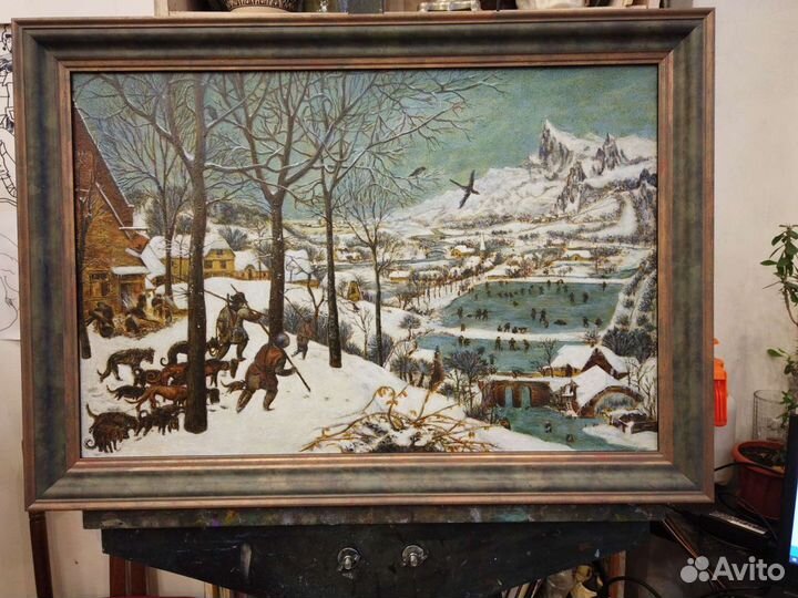 Картина копия Брейгель пейзаж зима