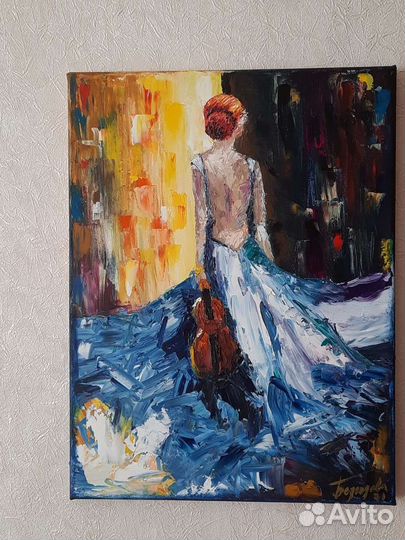 Картина маслом Скрипачка