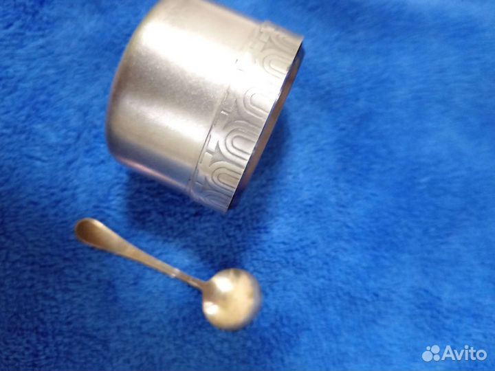 Солонка мельхиор СССР и ложечка для соли серебро