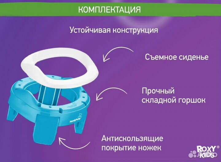 Горшок детский дорожный, насадка на унитаз Roxy