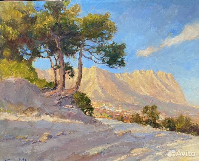 Живопись ксртина маслом морской пейзаж море горы