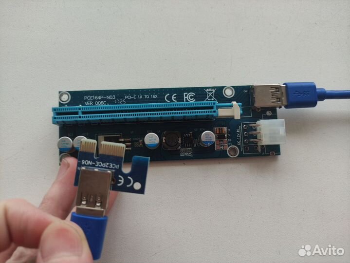 Райзер для видеокарты PCI-E 1X - 16X molex 4 pin 6
