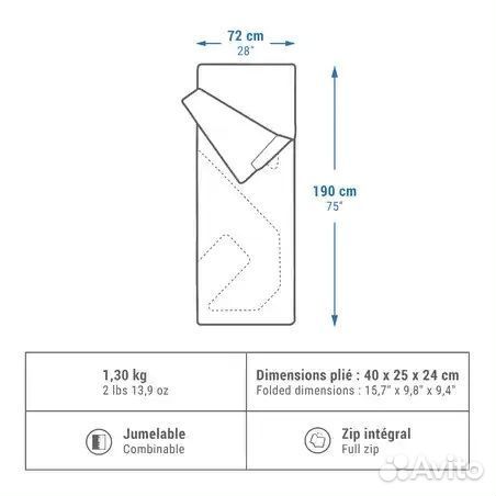 Спальный мешок decathlon Arpenaz +10