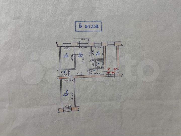 3-к. квартира, 55,5 м², 5/5 эт.