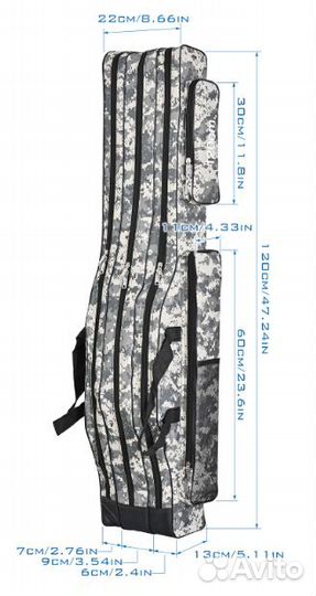 Чехол для удочек 120 см. светлый камуфляж 3 секции