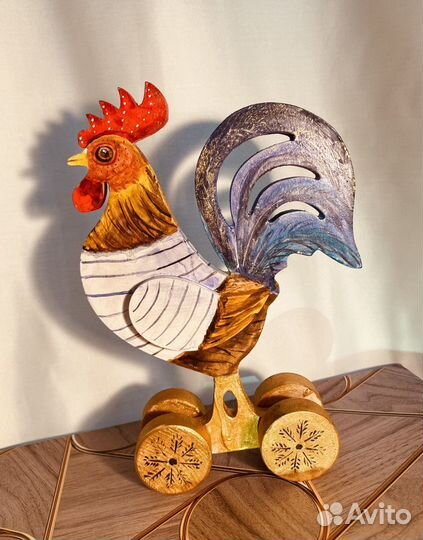 Петух деревянный. Роспись