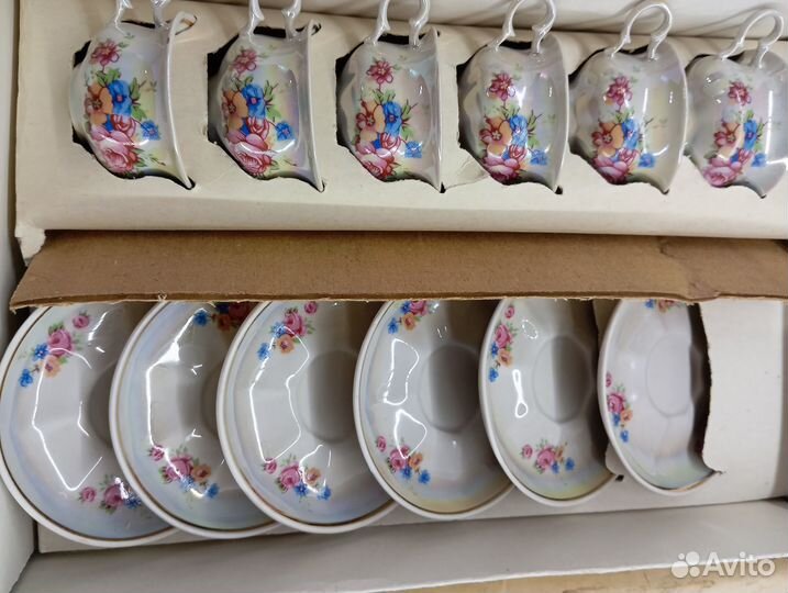 Кофейный сервиз перламутровый Коростенский, СССР