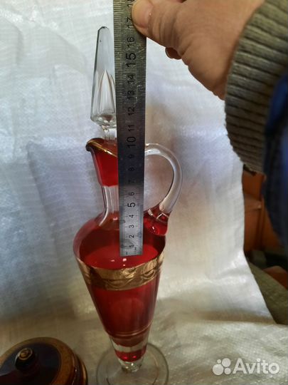 Набор для ликёра, рубиновое стекло Чехия