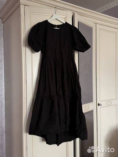 Платье бэби долл черное миди