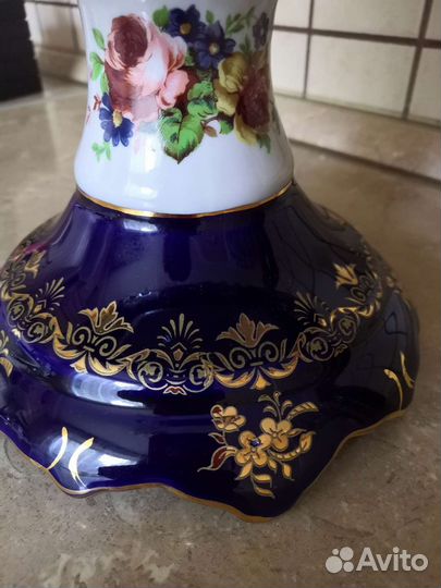 Ваза для фруктов на ножке. Кобальт