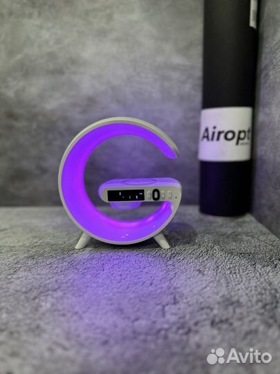 Колонка светильник беспроводная зарядка часы