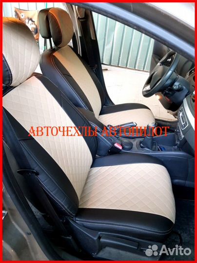 Чехлы Автопилот Volkswagen Polo 6 из экокожи Ромб