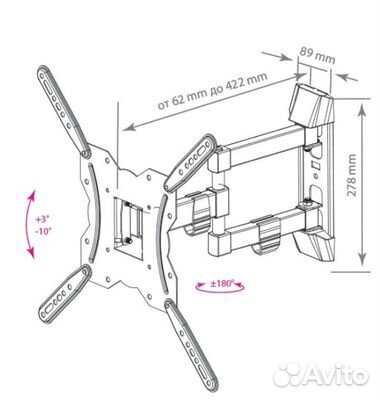 Кронштейн для телевизора новый поворотный 40*40