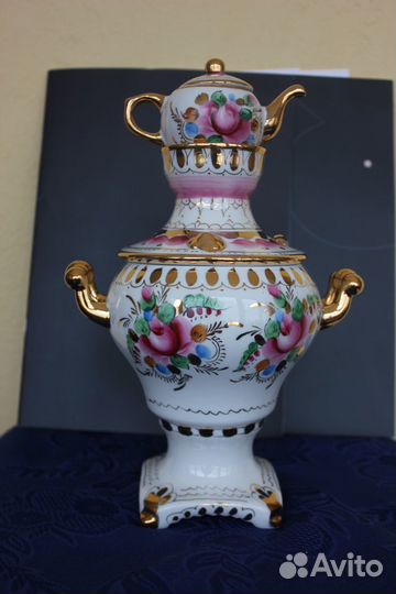 Самовар фарфоровый Гжель СССР Живопись люкс