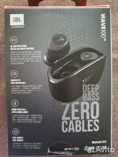 Беспроводные наушники jbl wave 100 black