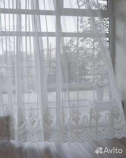 Тюль Флоренция айвори готовый на окна пошив