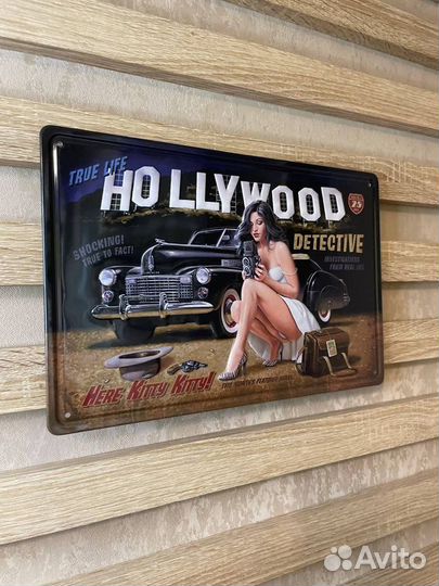 Декор на стену фактурная табличка Hollywood