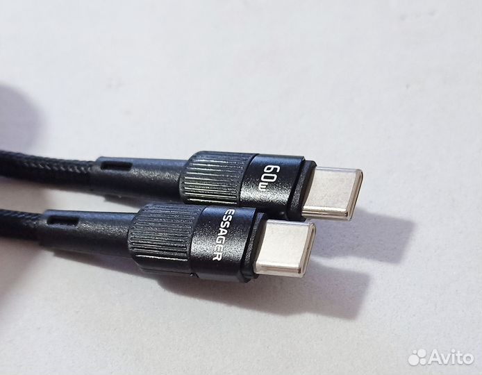 Кабель зарядный 5А 60Вт Type-C 1м essager 20V3A