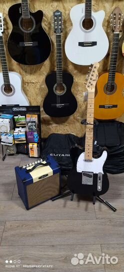 Электрогитара телекастер с комбоусилителем новые