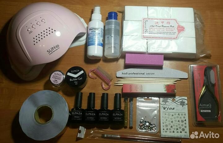 Набор для наращивания ногтей с лампой проф 48вт