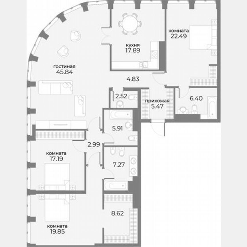 4-к. апартаменты, 173,2 м², 12/20 эт.