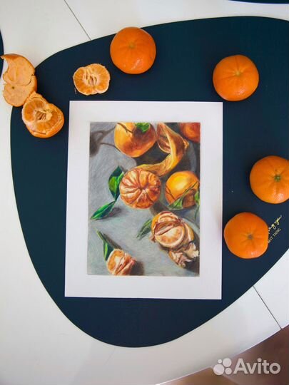 Авторская открытка, мандарины