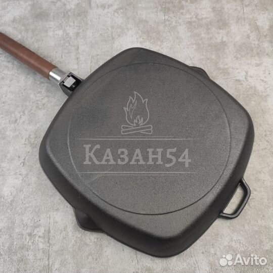 Чугунная сковорода гриль с крышкой