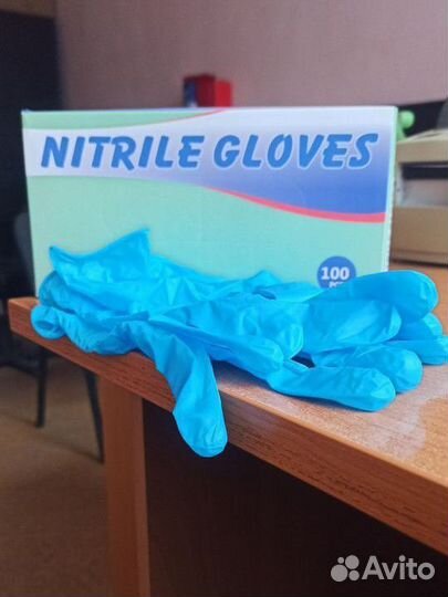 Перчатки нитриловые синие