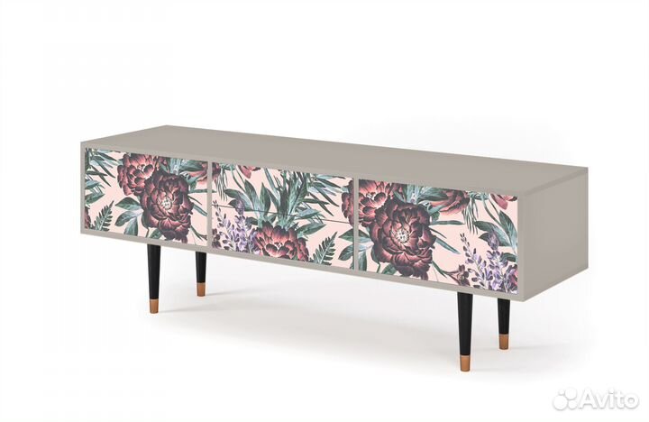 Тв-тумба T4 - Сатин - Peach Peonies