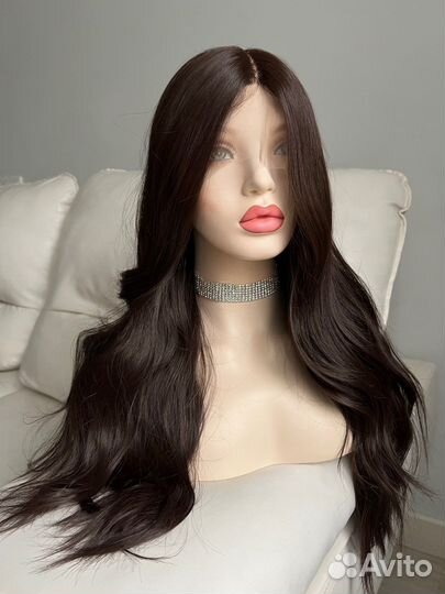 Парик на сетке каштан темный