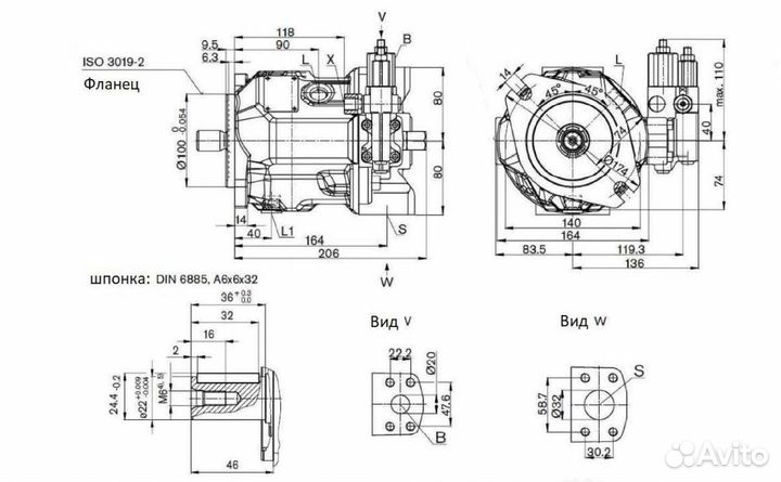 Стойка для гидронасоса Bosch Rexroth A10VSO28/31