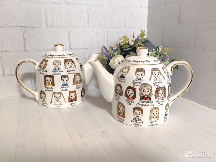 Подарок учителю, воспитателю чайник ручная роспись