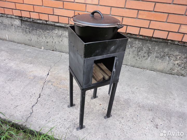 Печь. Казан и сковорода - чугун + коптильня