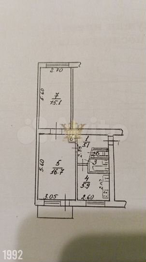 2-к. квартира, 46,8 м², 3/5 эт.
