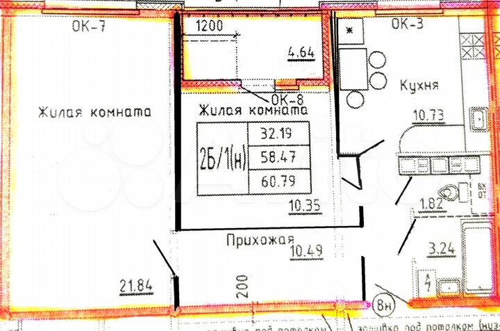 2-к. квартира, 63 м², 8/16 эт.