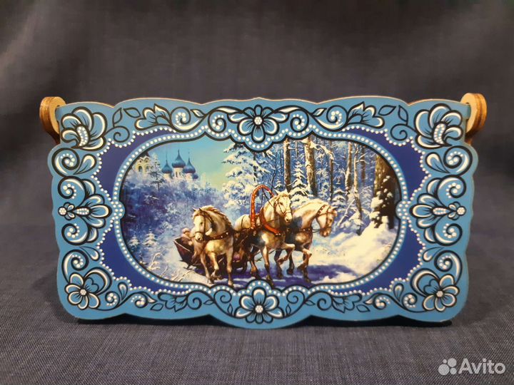 Деревянная шкатулка Новогодняя