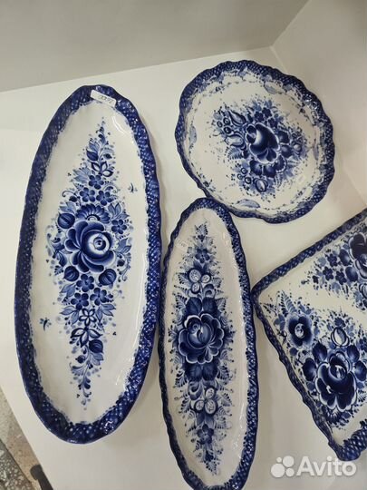 Лоток гжель блюдо автор Алёхин
