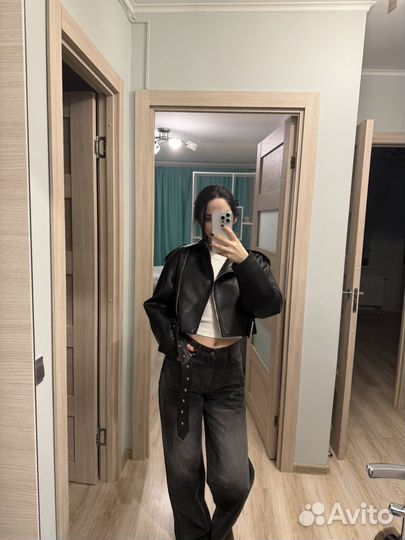 Куртка кожаная женская S