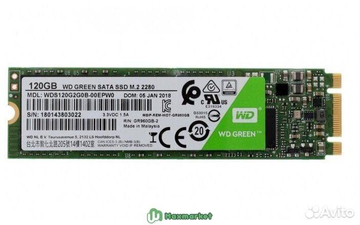120 гб SSD M.2 накопитель WD Green 3D nand (WDS120