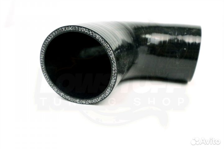 Патрубок силиконовый 90 град 57мм длина 100мм стенка 5мм черный