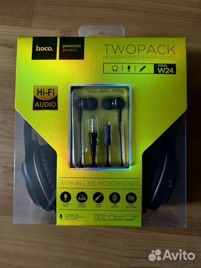 Наушники Hoco W24, mini jack 3.5 mm, gold