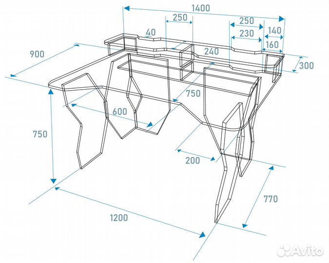 Игровой компьютерный стол Краб-5 цвет венге/кромка белая, шхгхв 140х90х75 см