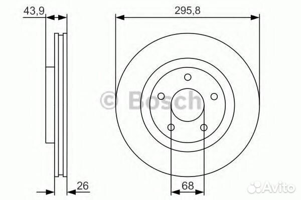 Диск торм. пер.вент.296x26 5 отв