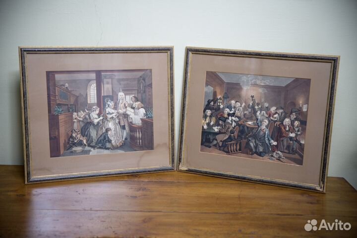 Старинная гравюра (пара)