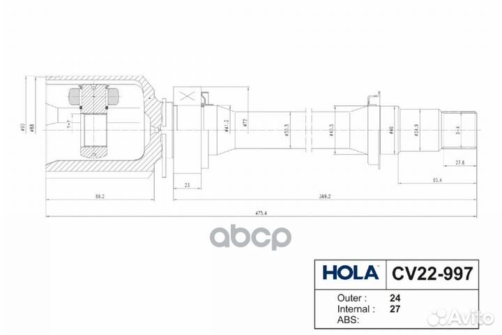 ШРУС toyota camry V30/V40 внутр. 24/27 шл. пра