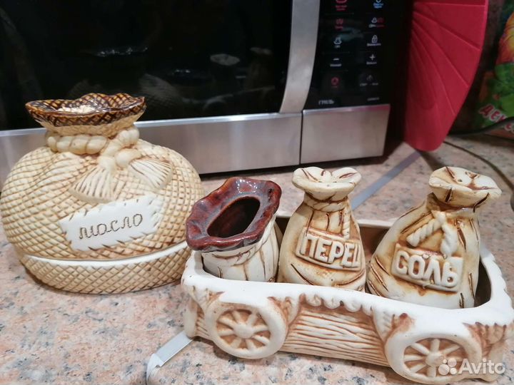 Керамический набор Маслёнка и набор для специй