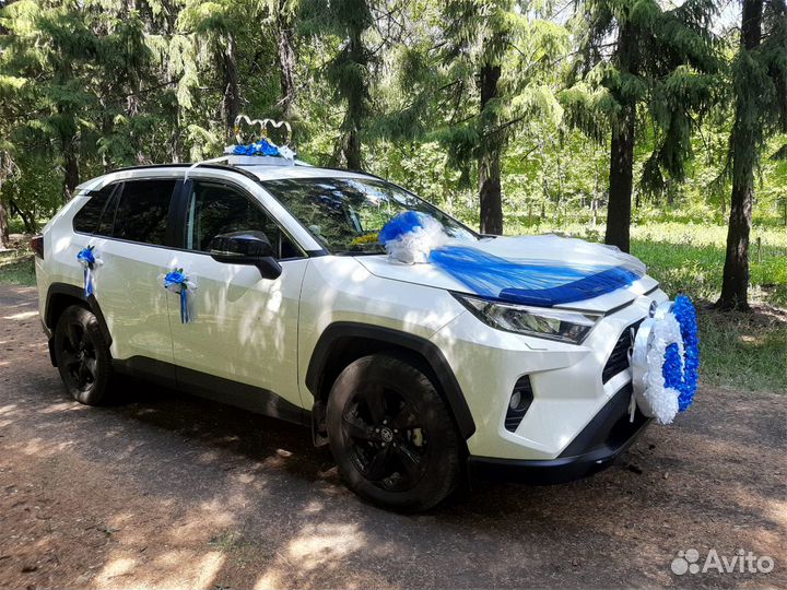 Синие украшения на машину