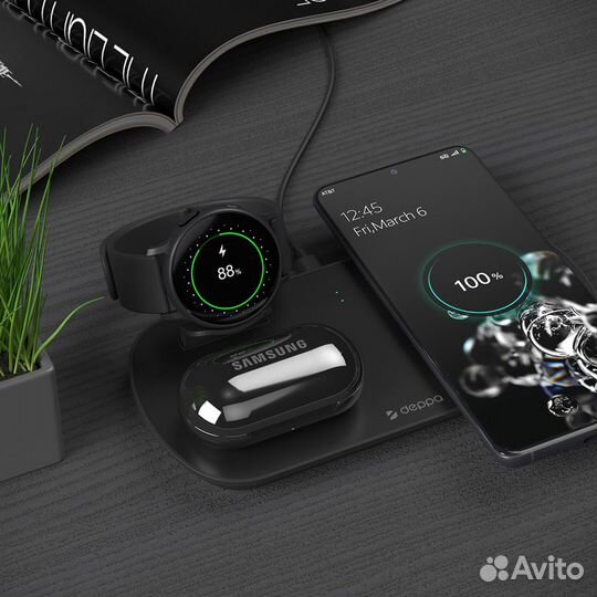 Зарядная станция 3 в 1: Qi, Galaxy Watch,Buds 17.5