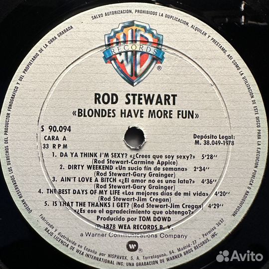 Rod Stewart – Blondes Have More Fun (Испания 1978г