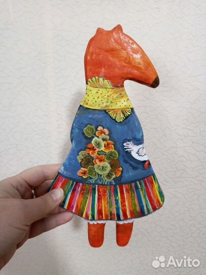 Игрушка авторская Лиса с уточкой